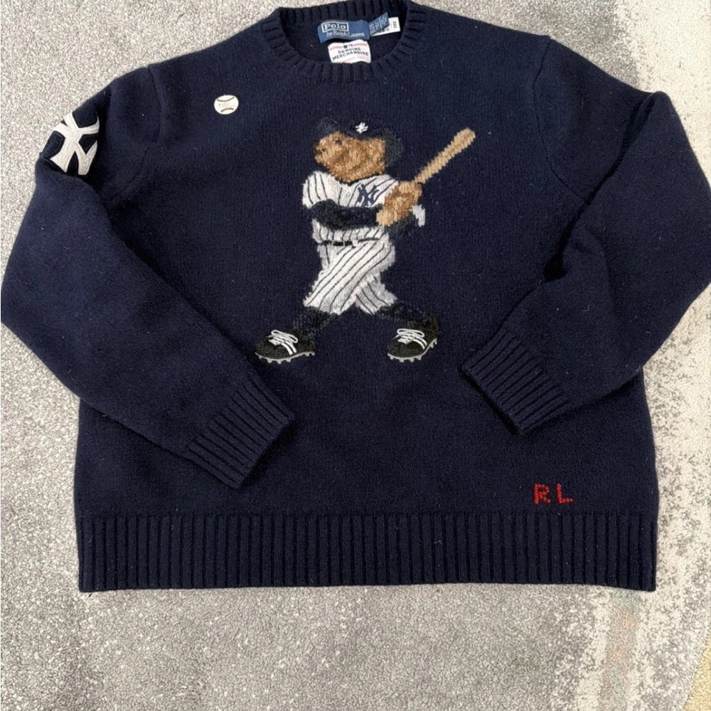 Polo by Ralph Lauren Navy Polo Bear Baseball Sweater - Picture 16 of 16